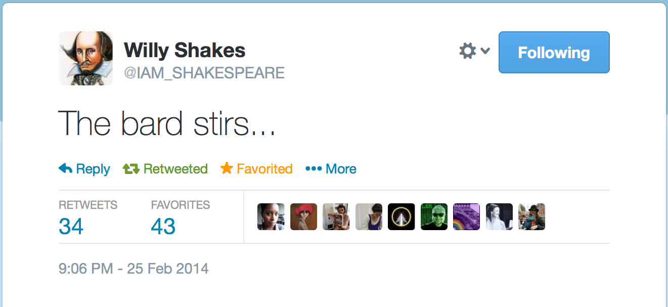 Willy Shakes (@IAM_SHAKESPEARE) por Joshua Strebel