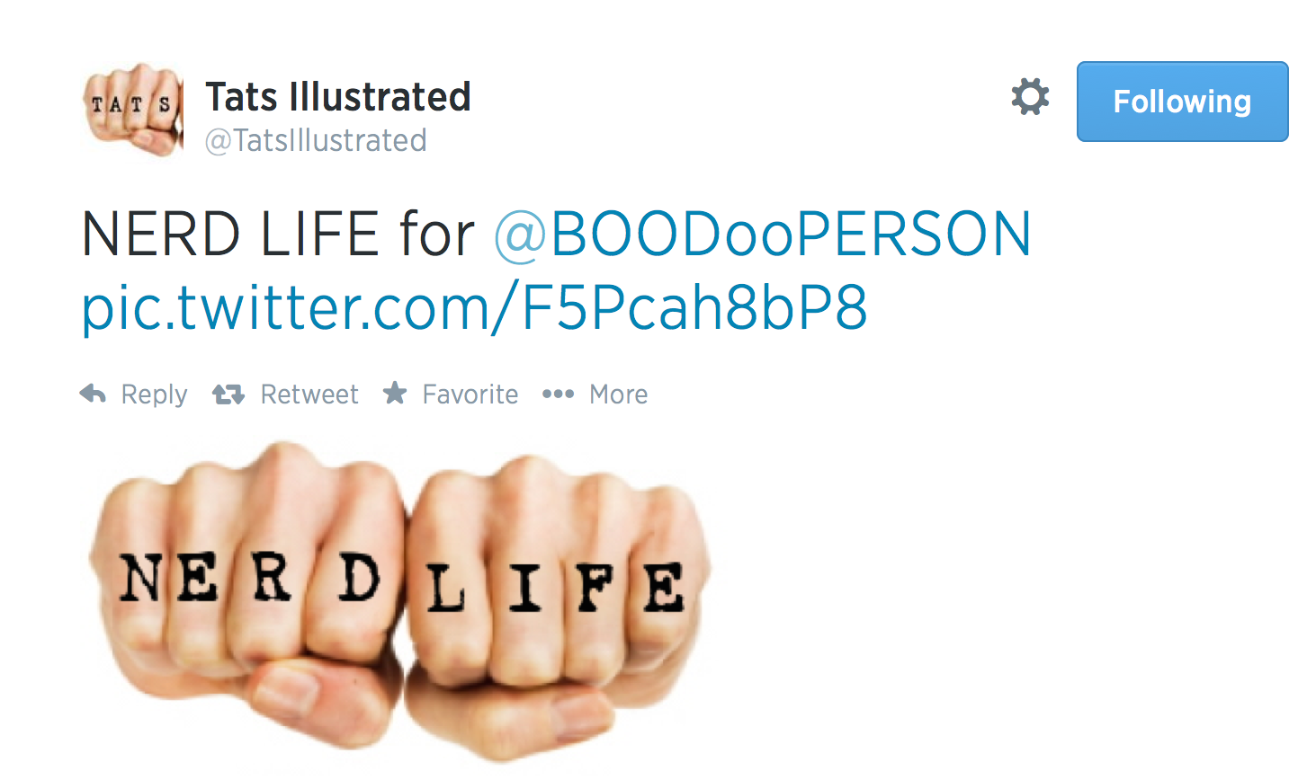 Image of two fists placed side by side with the words "NERD LIFE" written on them